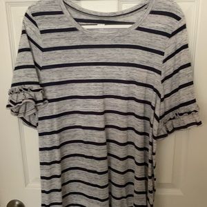 Ruffle sleeve striped t-shirt